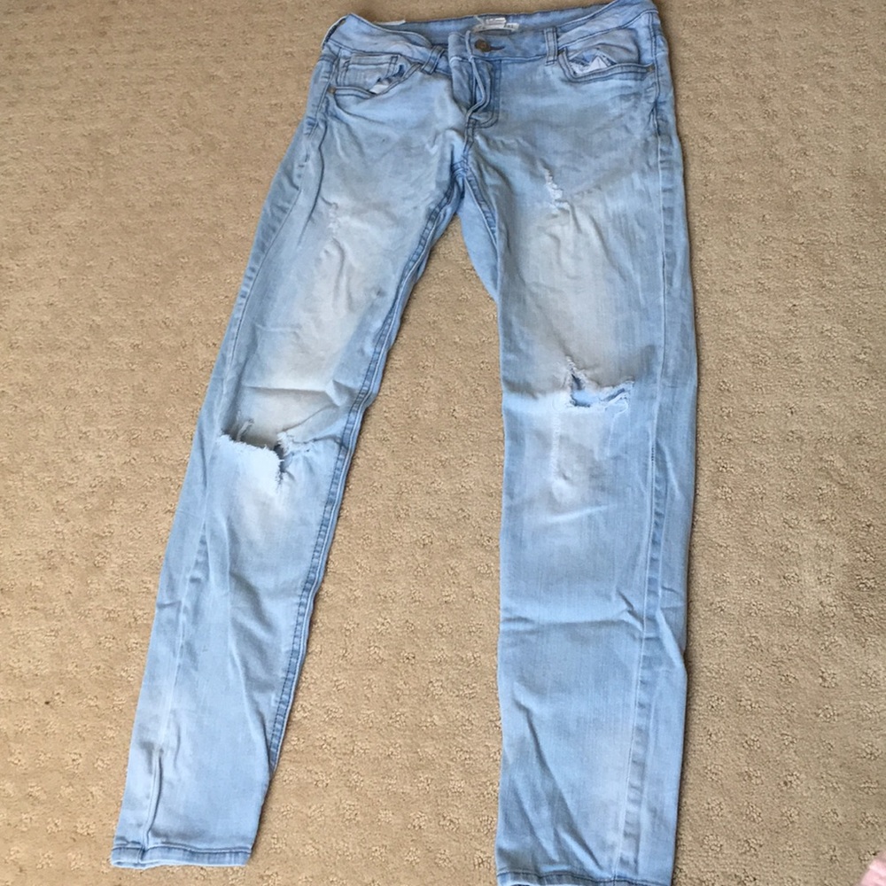 Ripped, light wash jeans